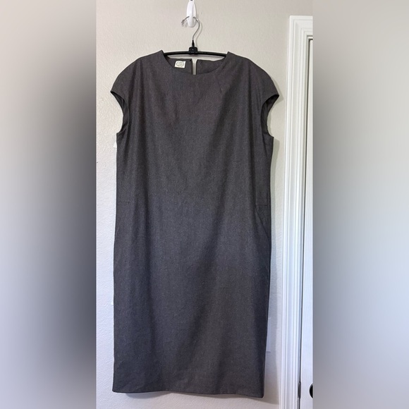 Agnona Gray Sheath Dress. Cap Sleeves, Side Pockets, Back Zip. Timeless Elegance - Picture 2 of 15